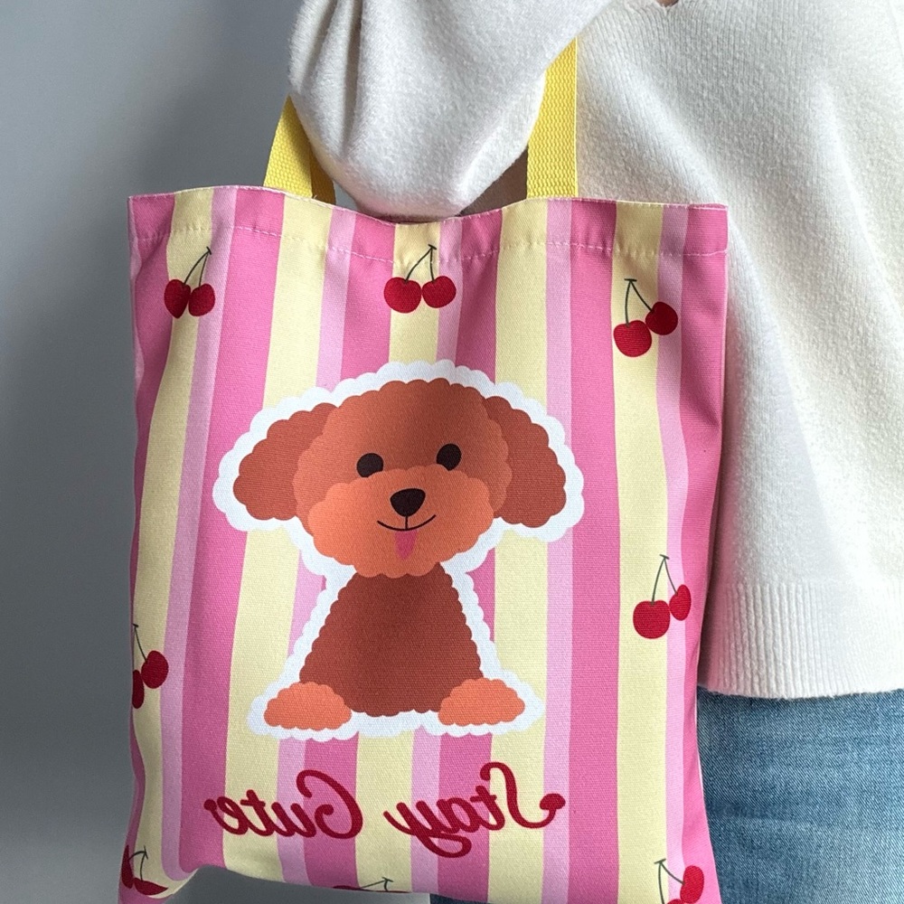 🐕 Teddi the Poodle Tote Bag with Sunny Yellow Shoulder Straps